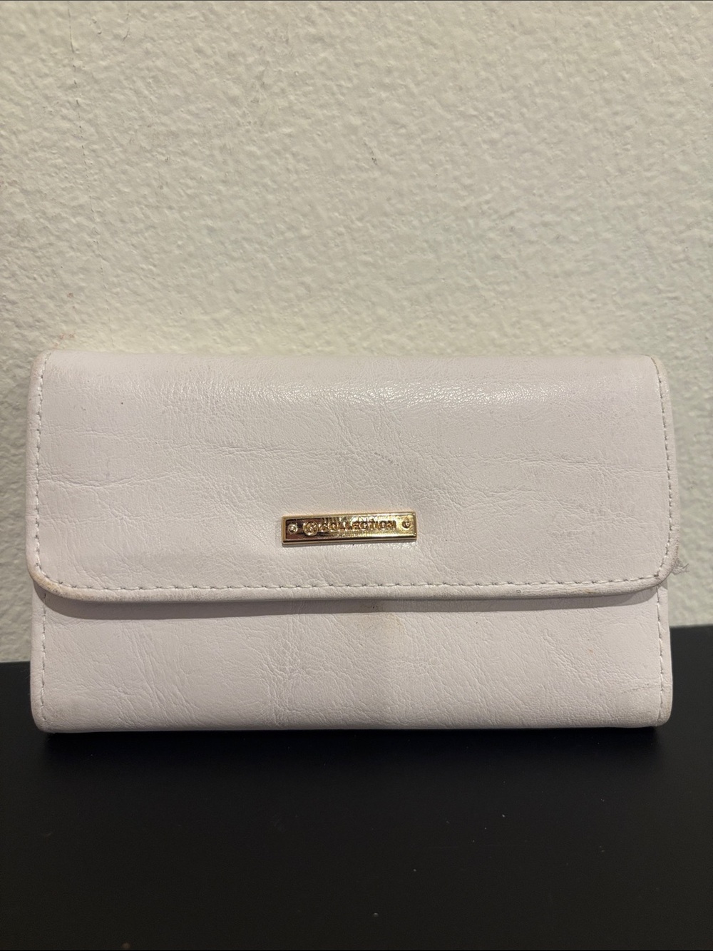 The Collection Off-White Faux Leather Flap Wallet – Cream Envelope Wallet